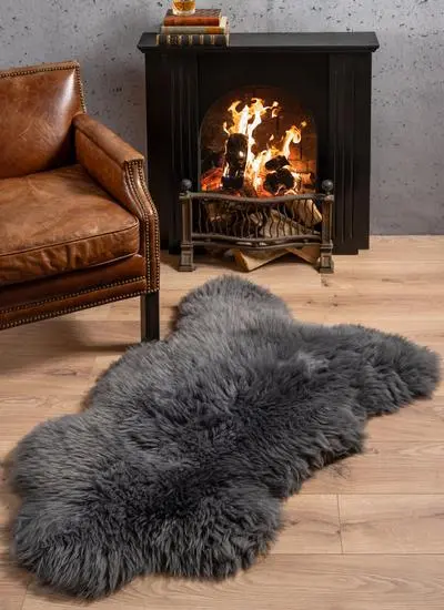Irish Sheepskin Rug in Dark Grey
